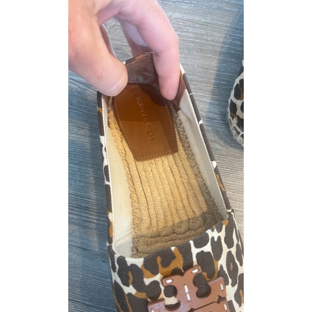 Tory Burch Everly Leopard Medallion Espadrilles Size 7.5